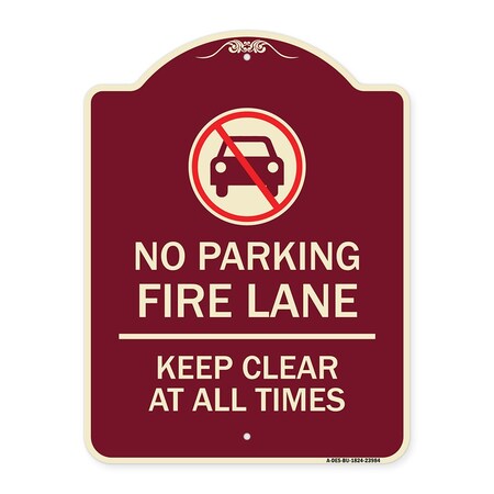 Fire Lane Keep Clear At All Times With Graphic Heavy-Gauge Aluminum Architectural Sign